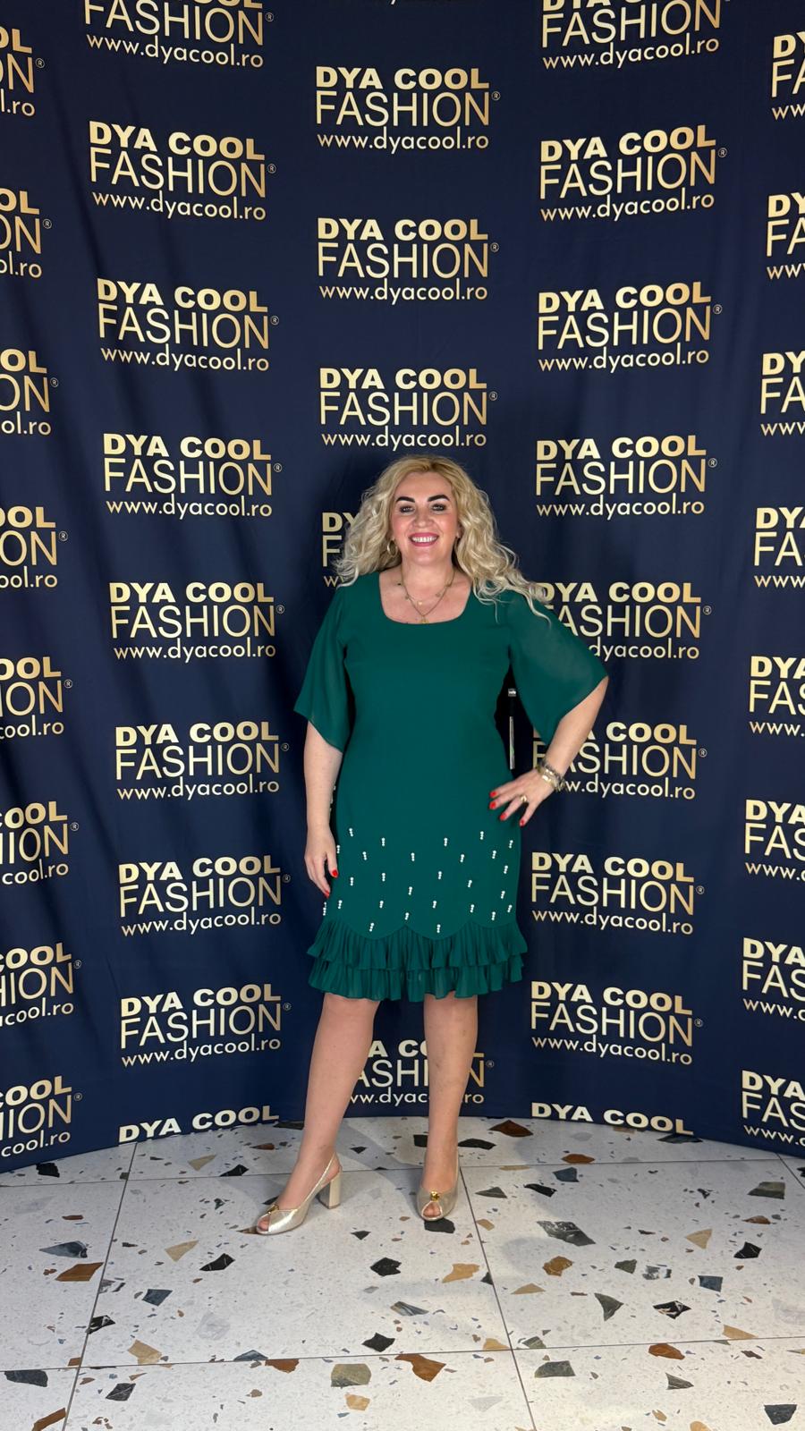Rochie Midi Verde cu Perle DYA1109