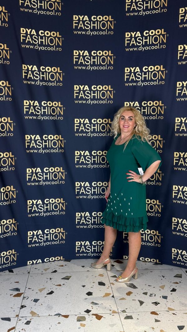 Rochie Midi Verde cu Perle DYA1109 - imagine 3