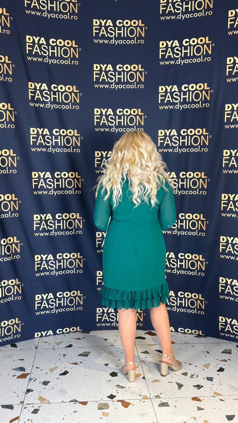 Rochie Midi Verde cu Perle DYA1109 - imagine 4