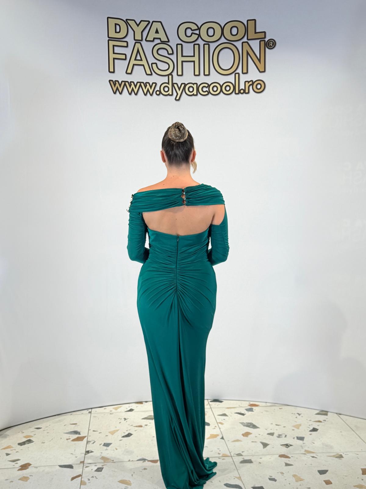 Rochie Lunga Verde cu Maneca Detasabila DYA1092 - imagine 7