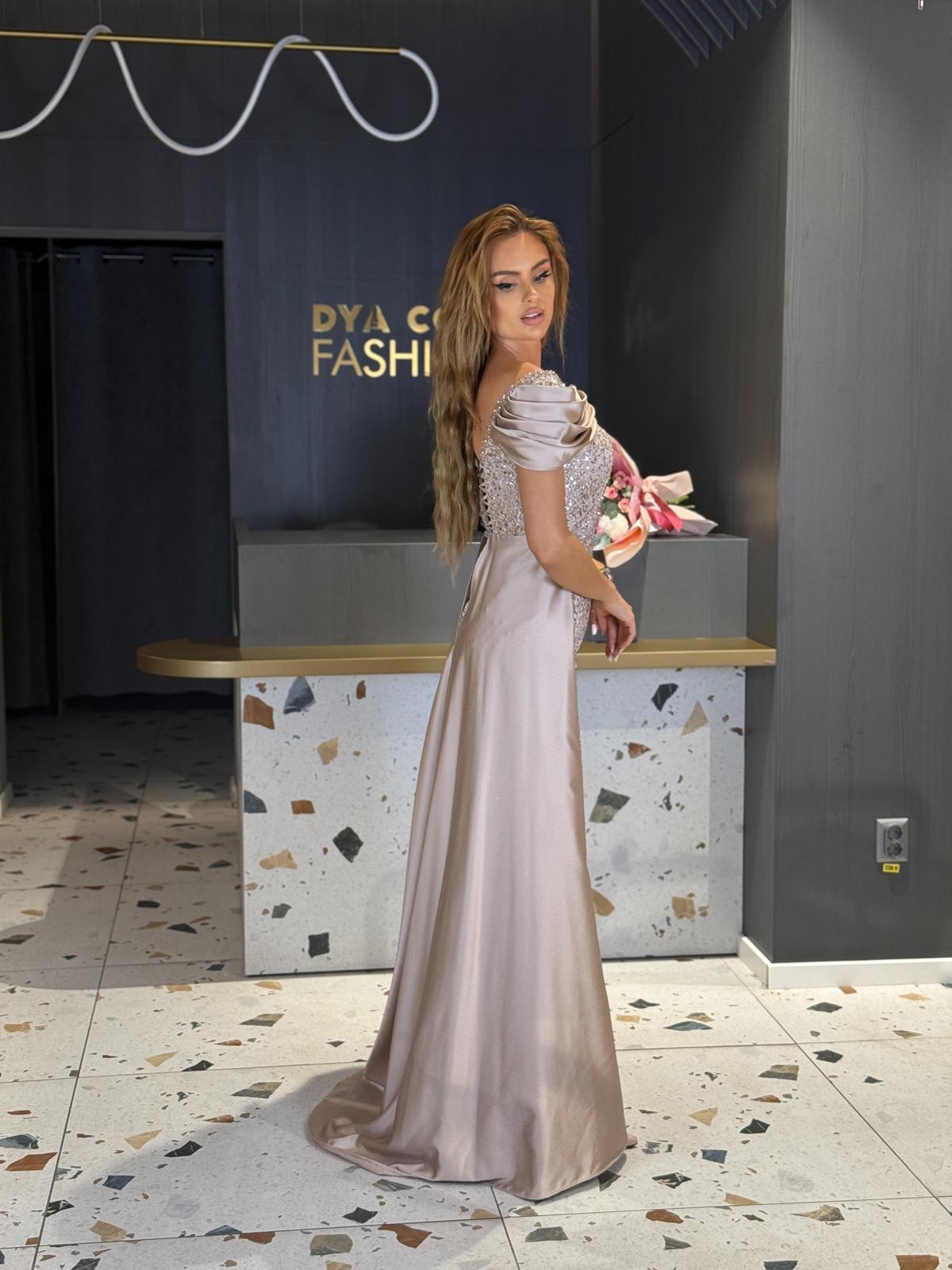 Rochie Lunga Lux Crem Trena DYA1120 - imagine 2