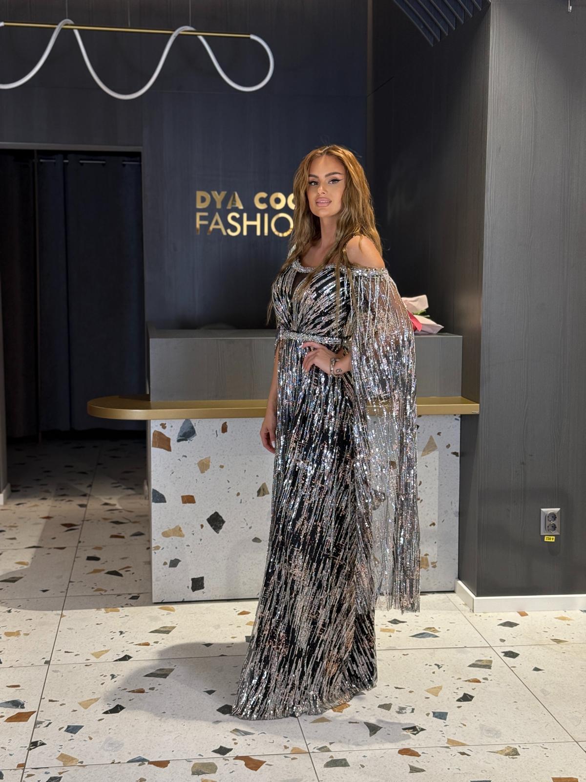 Rochie Lunga cu Paiete Cape DYA1134 - imagine 2