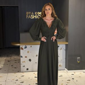 Rochie lUNGA Verde  cu Dantelă DYA1139