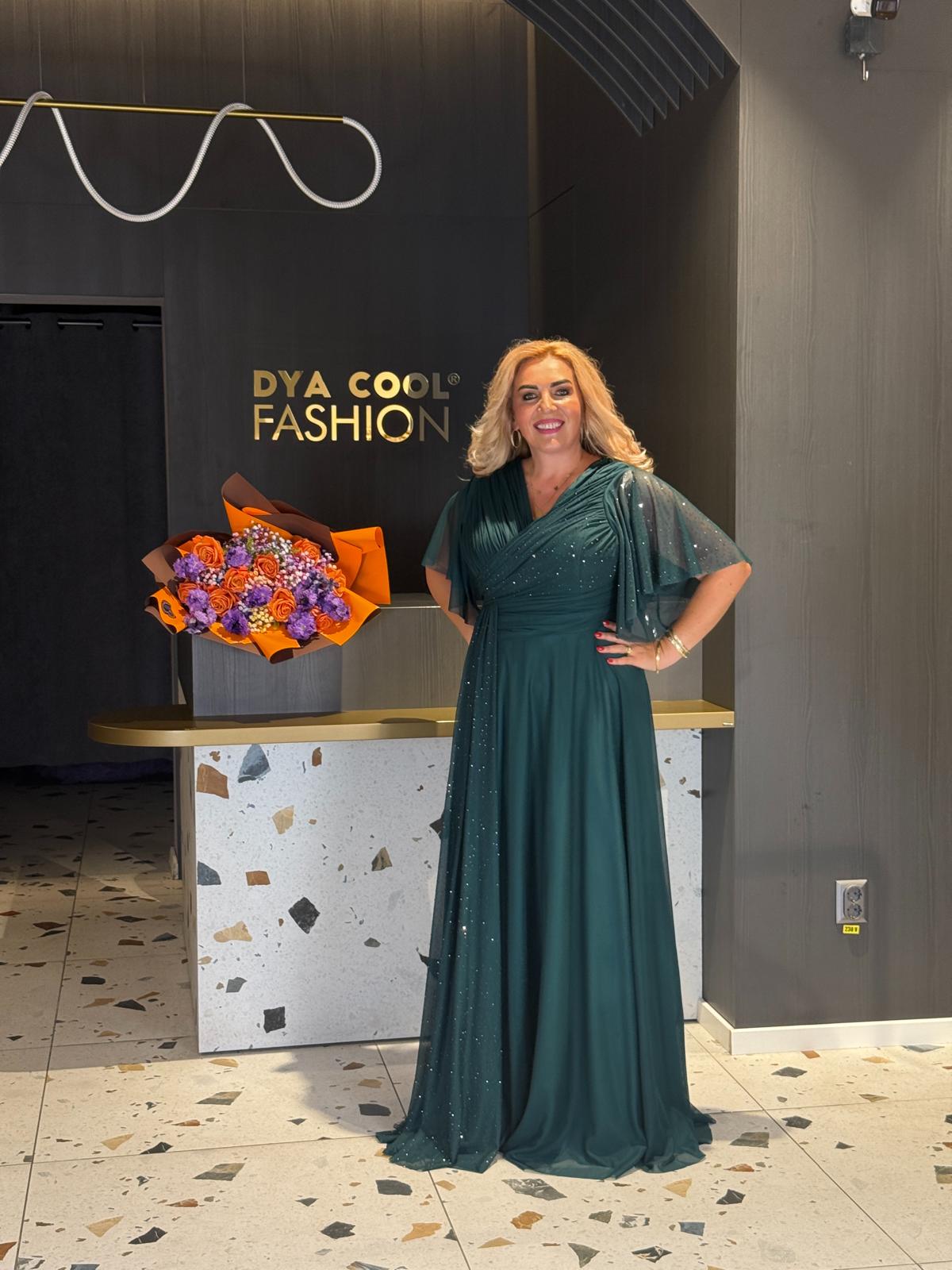 Rochie Verde Smarald cu Strasuri DYA1150
