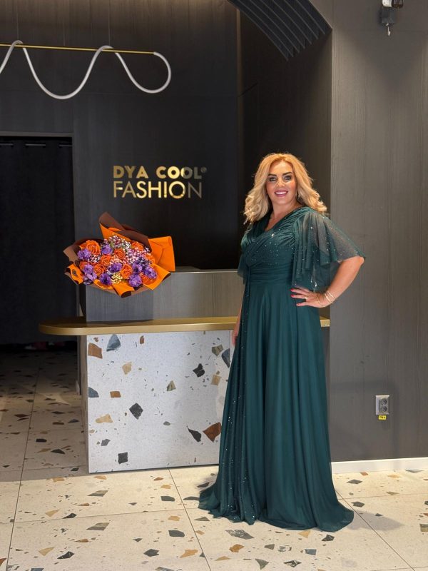 Rochie Verde Smarald cu Strasuri DYA1150 - imagine 3