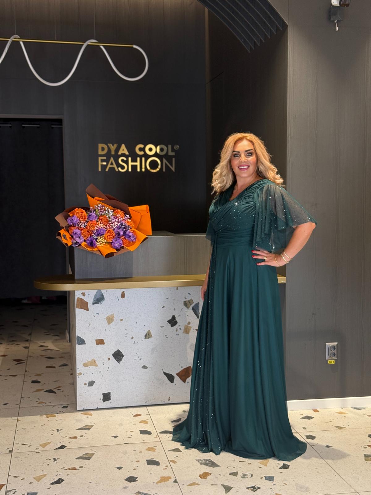 Rochie Verde Smarald cu Strasuri DYA1150 - imagine 3