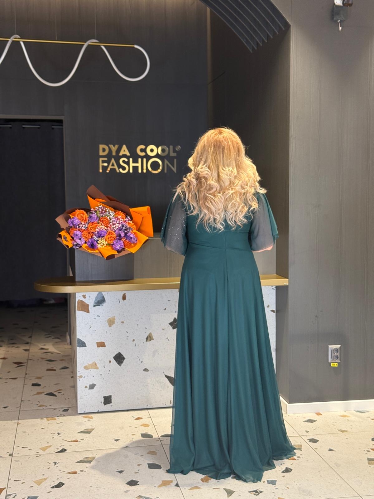 Rochie Verde Smarald cu Strasuri DYA1150 - imagine 4