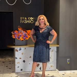 Rochie Midi Bleumarin cu Paiete și Franjuri DYA1154