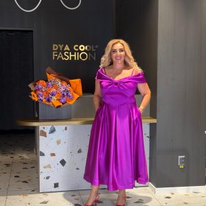 Rochie Midi Mov Satinată cu Fundă DYA1160