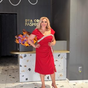 Rochie Midi Roșie cu Cristale DYA1161