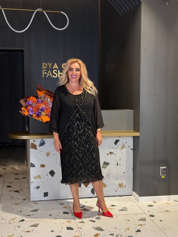 Rochie Midi Neagră Cu Jachetă Asortată DYA1190