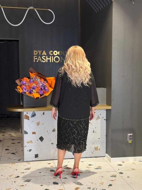 Rochie Midi Neagră Cu Jachetă Asortată DYA1190 - imagine 4