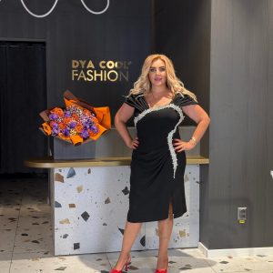 Rochie Midi Negru cu Cristale DYA1162