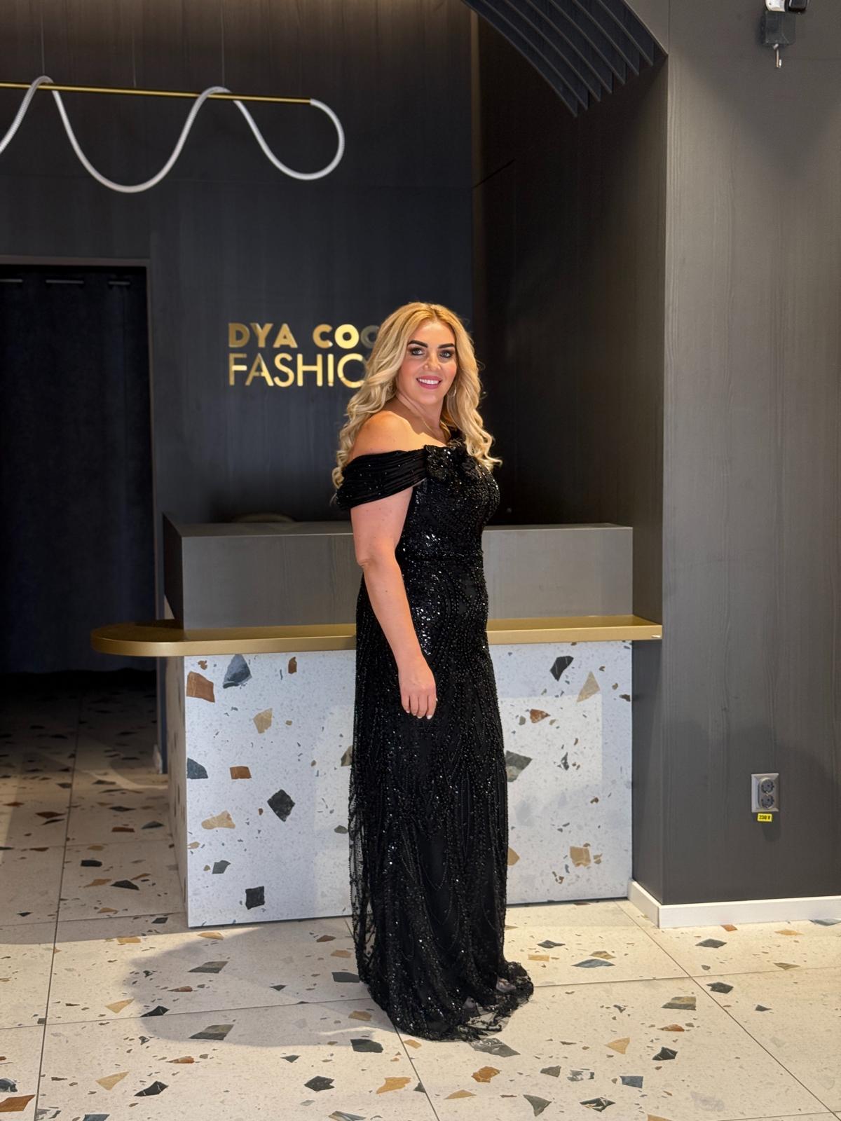 Rochie Lungă Neagră Din Tull Cu Paiete Llx DYA1229 - imagine 2