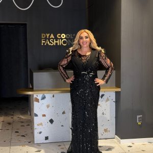 Rochie Lunga Neagra  Cu Paiete Si Maneci Lungi DYA1232