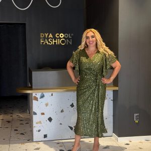 Rochie Midi Verde Din Paiete Cu Decolteu In V DYA1234