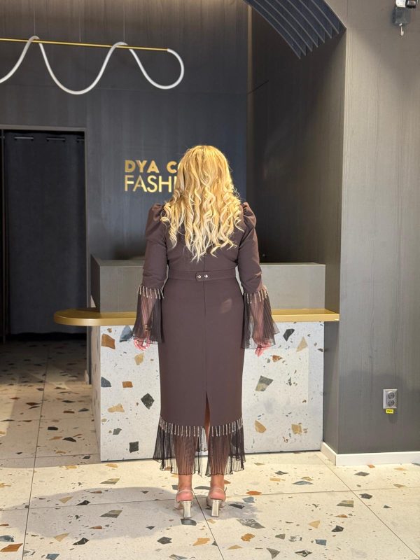 Rochie Midi Maro Cu Detalii Plisate DYA1238 - imagine 4