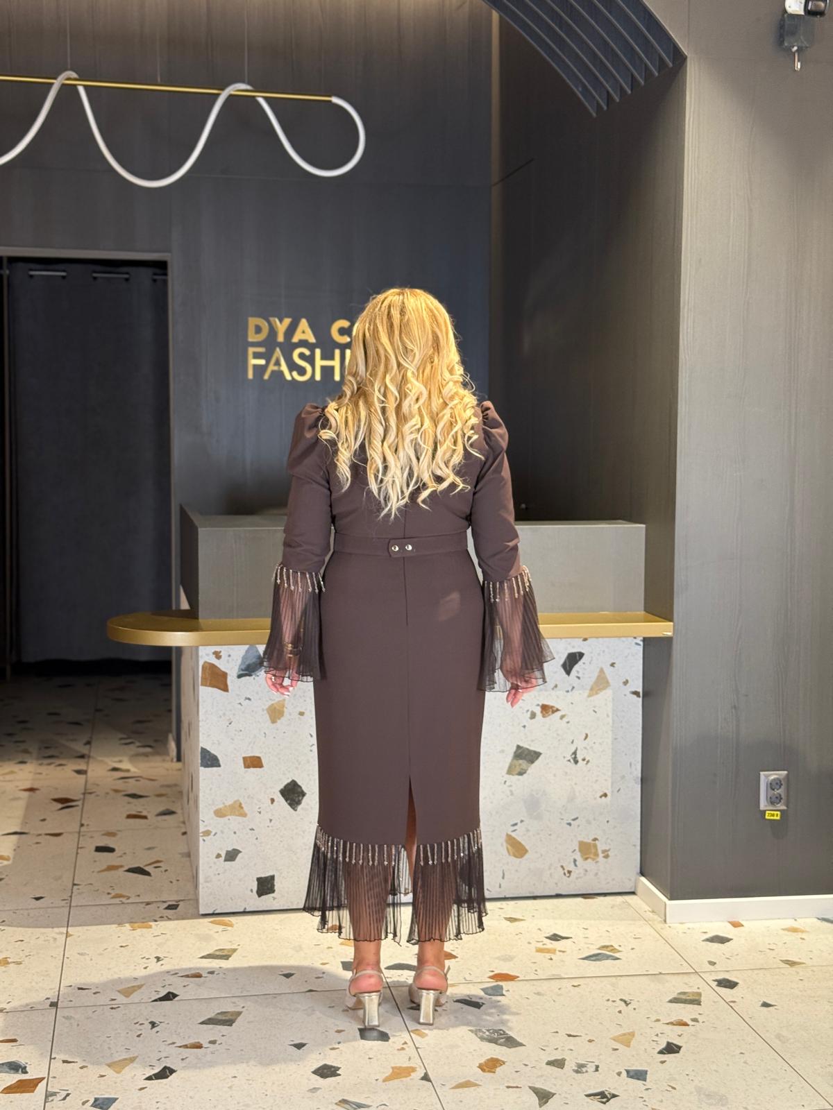 Rochie Midi Maro Cu Detalii Plisate DYA1238 - imagine 4