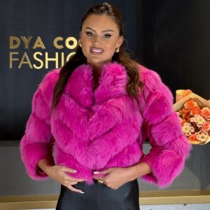 Blană Naturală De Vulpe Roz Fucsia DYA1255