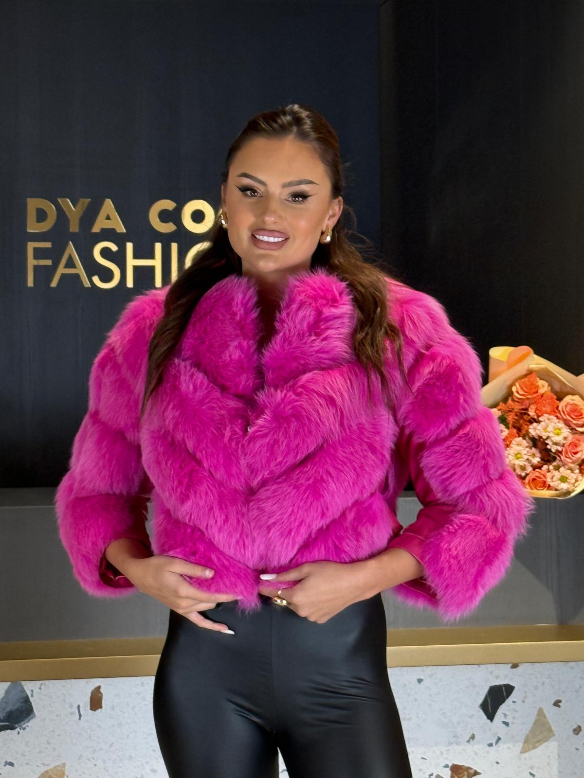 Blană Naturală De Vulpe Roz Fucsia DYA1255