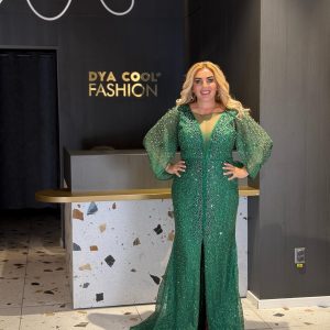 Rochie Lungă Verde Smarald Din Tull Cu Sclipici DYA1230