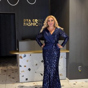 Rochie Lungă Bleumarin cu Paiete DYA1270