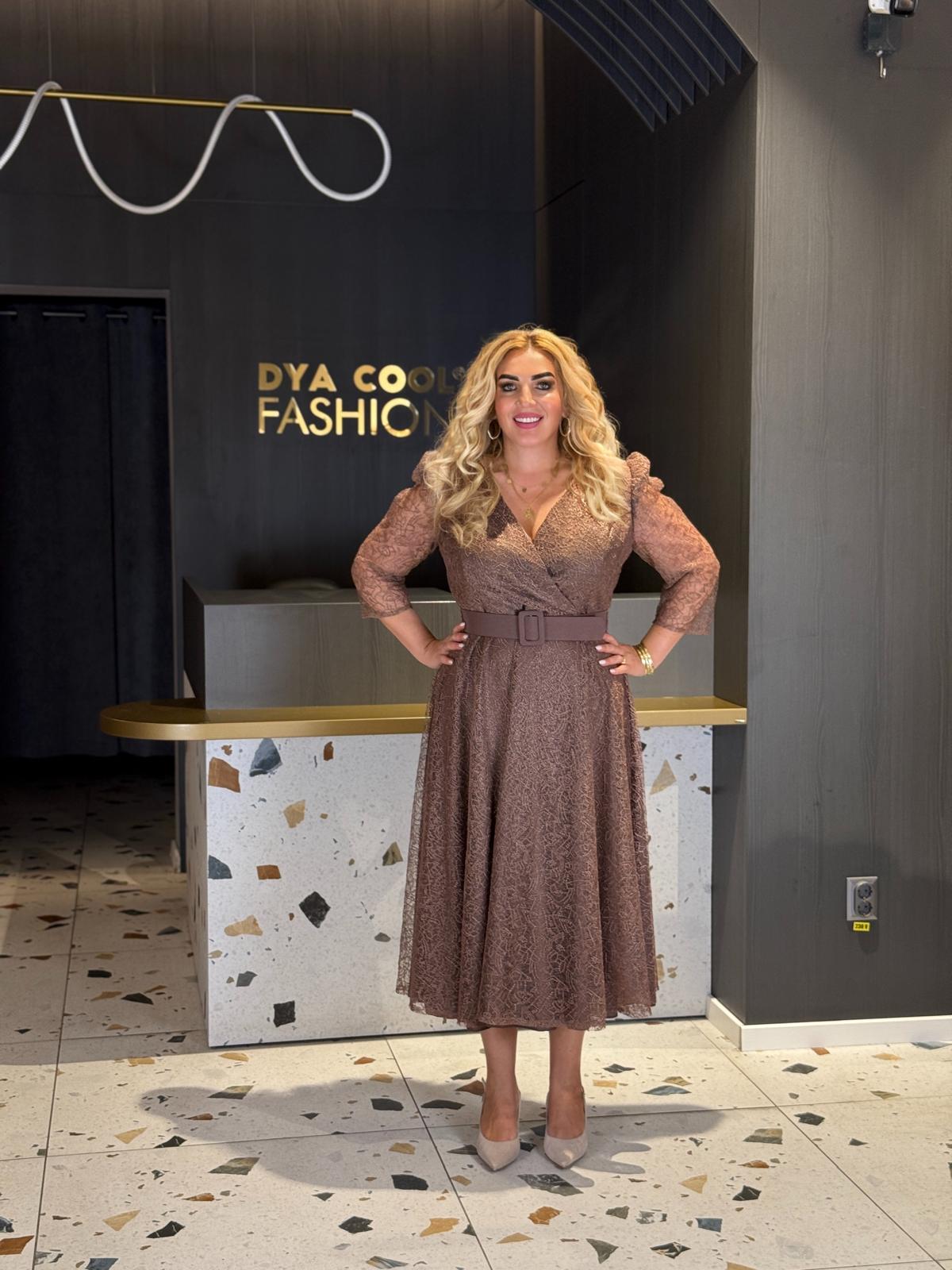 Rochie Midi Din Dantelă Cappuccino DYA1281