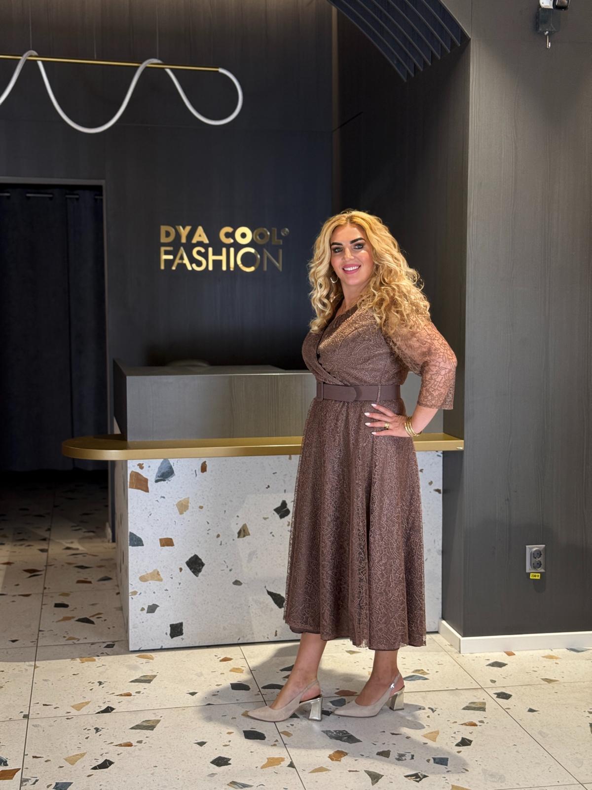 Rochie Midi Din Dantelă Cappuccino DYA1281 - imagine 2