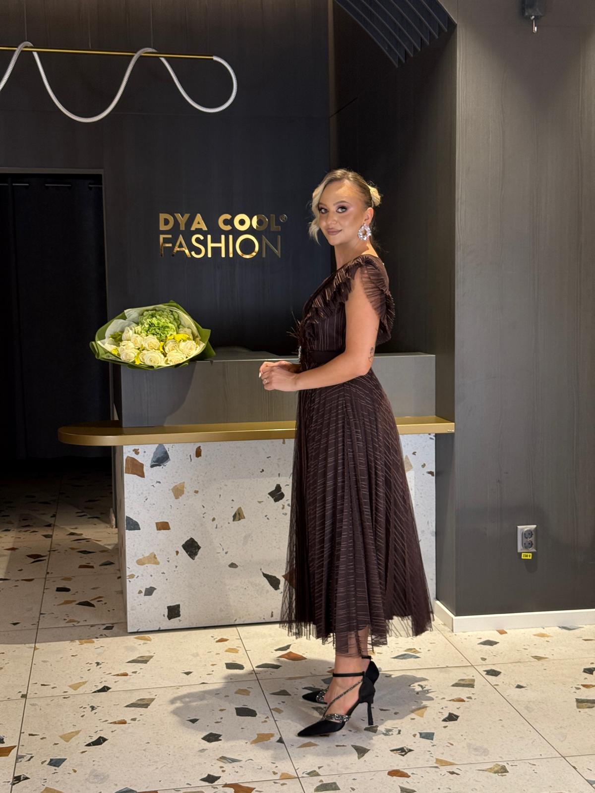 Rochie Midi Plisată Maro Ciocolată DYA1278 - imagine 2