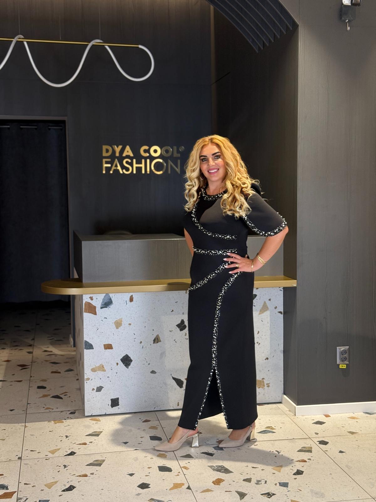 Rochie Lungă din Material Elastic Negru Pietricele DYA1302 - imagine 2