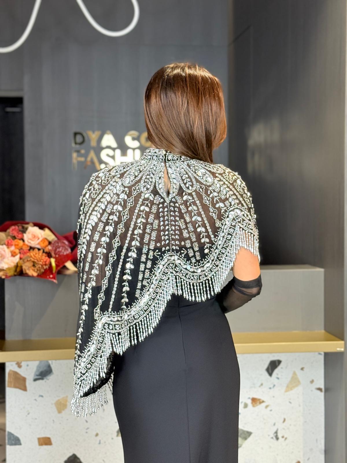 Capă cu cristale manual aplicate – Negru DYA1346 - imagine 3