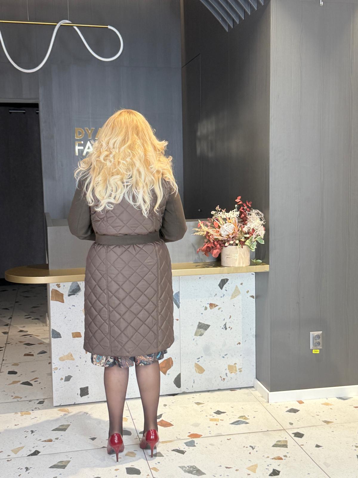 Palton Maro cu Secțiune Matlasată și Curea în Talie DYA1371 - imagine 4