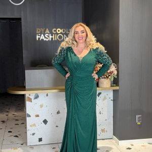 Rochie Lungă Verde Cu Pietre DYA1365