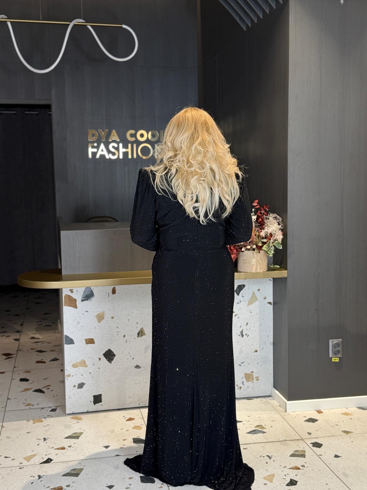 Rochie Lungă Neagră Glow DYA1396 - imagine 4