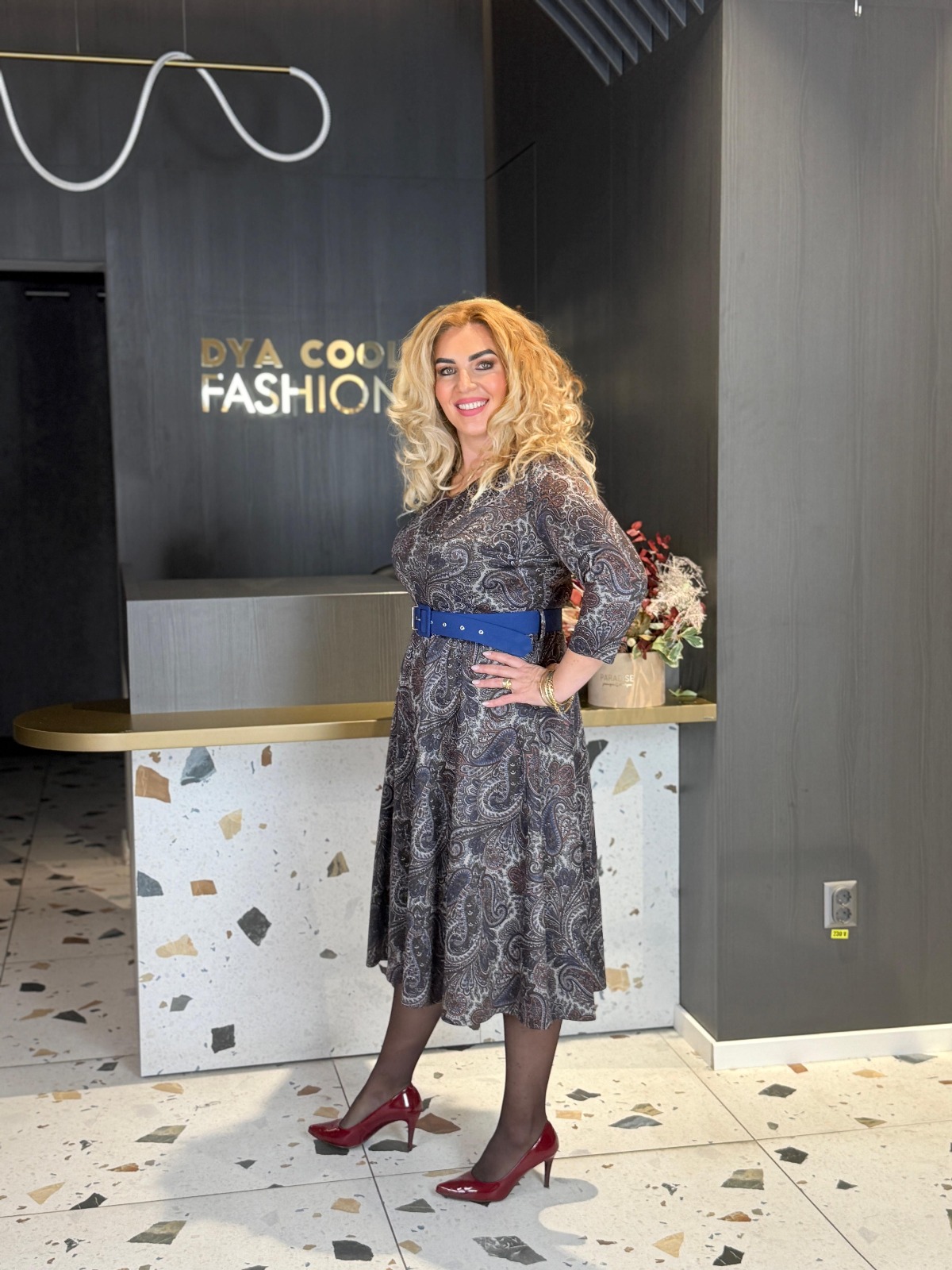 Rochie Midi Cu Imprimeu Paisley În Nuanțe Albastre DYA1392 - imagine 2