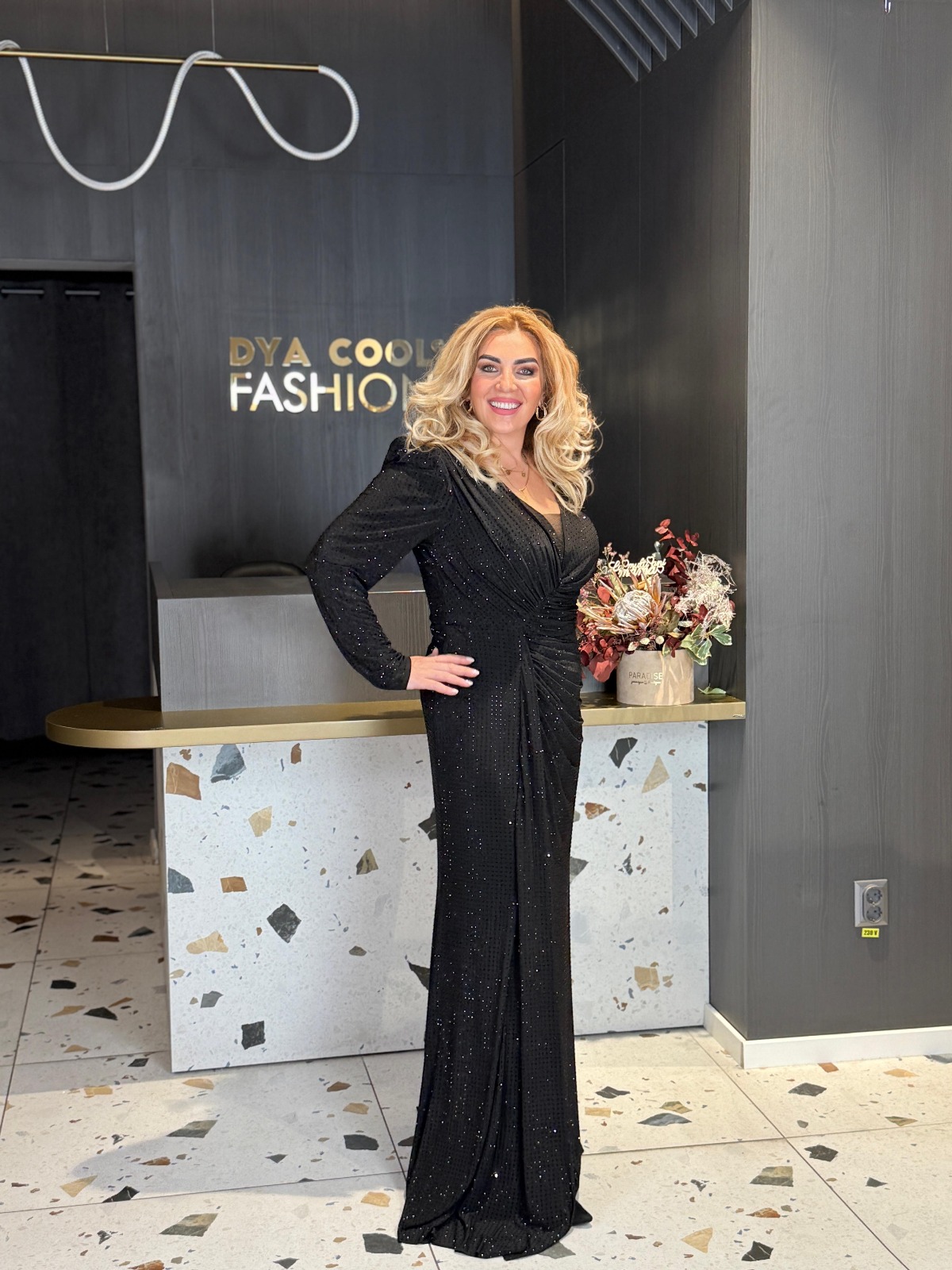 Rochie Lungă Neagră Glow DYA1396 - imagine 3