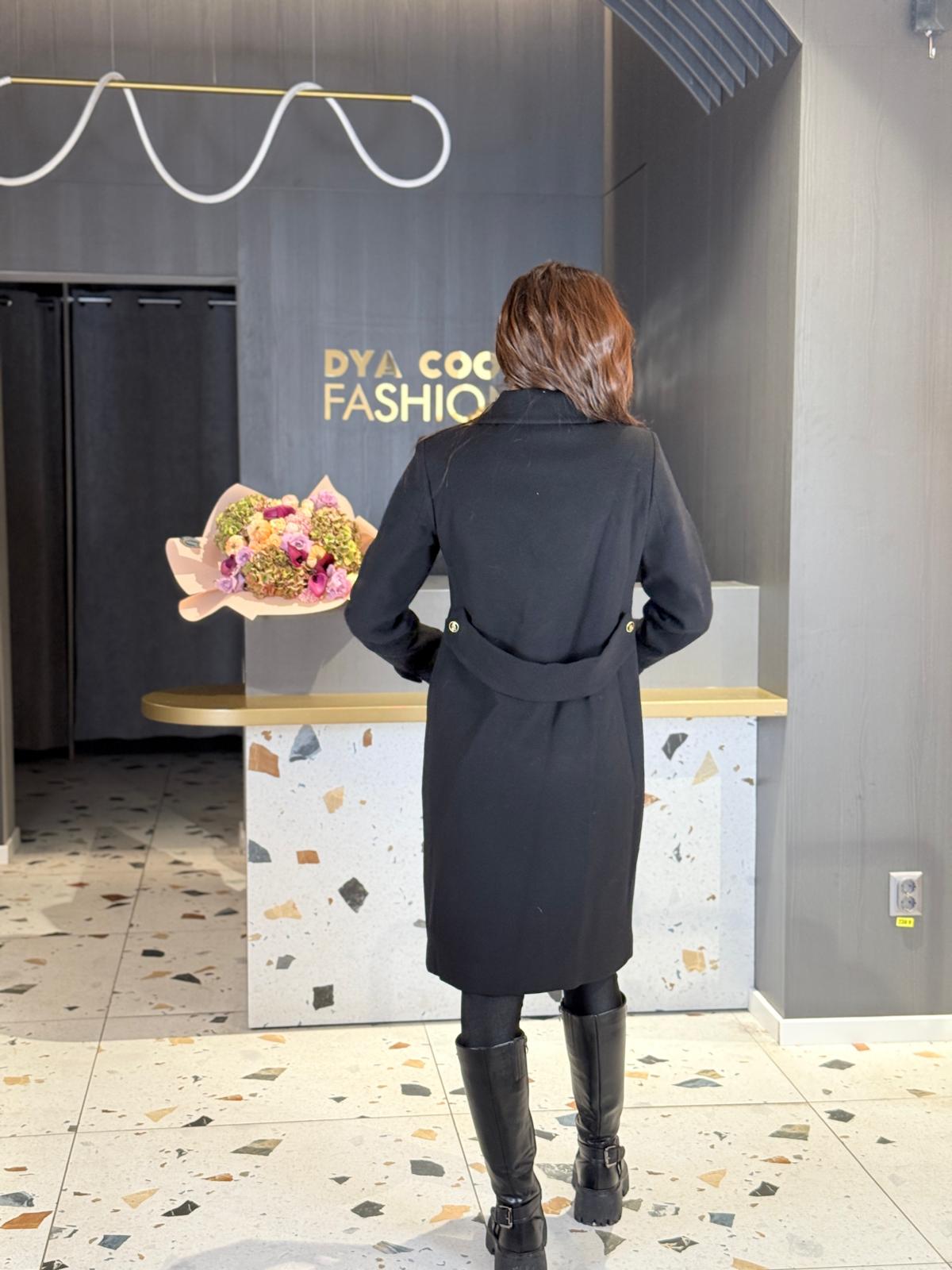 Palton Negru Cu Nasturi Aurii DYA1440 - imagine 3