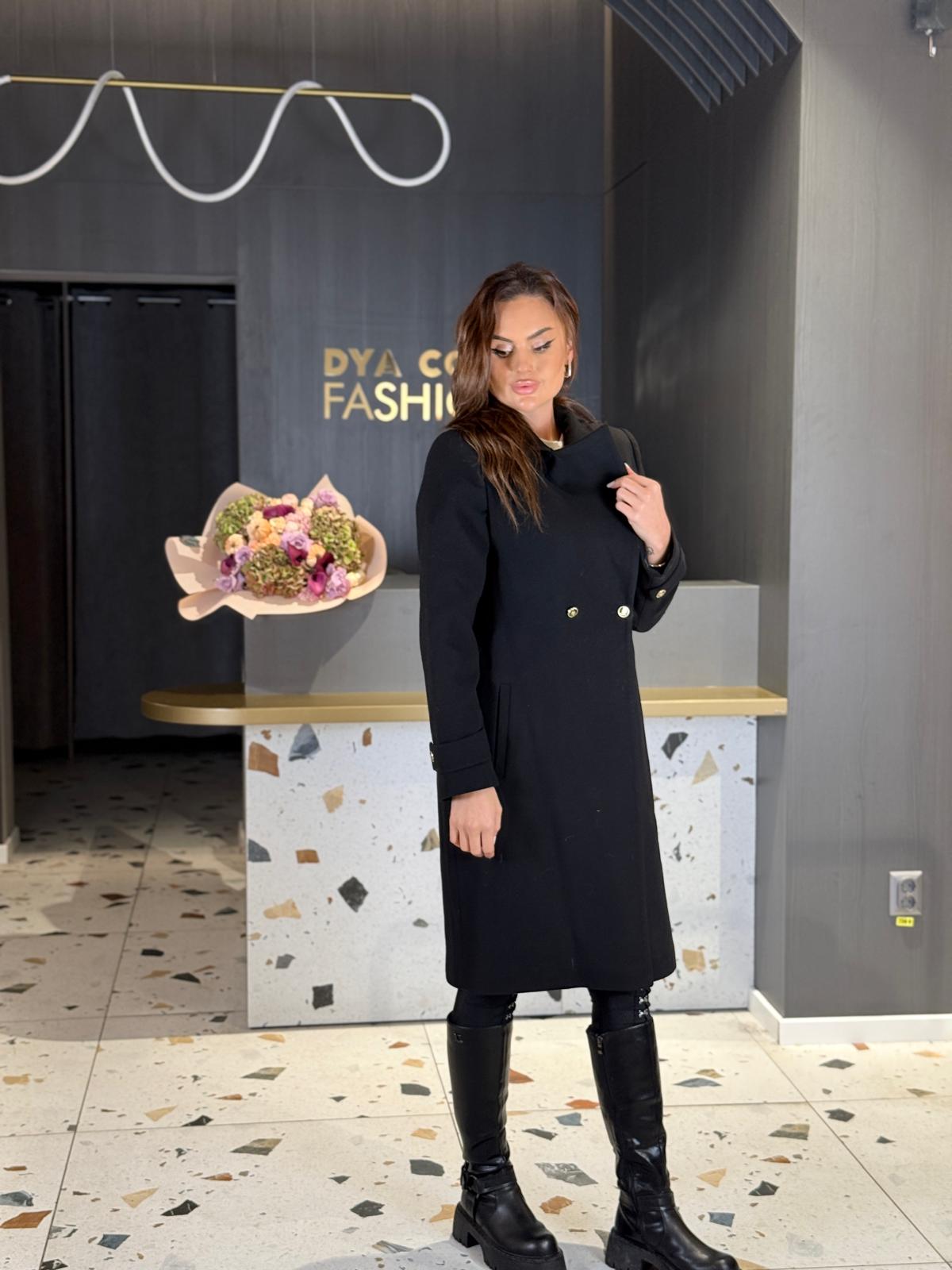 Palton Negru Cu Nasturi Aurii DYA1440 - imagine 4