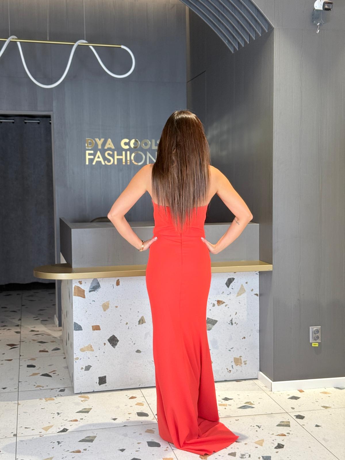 Rochie Lunga Rosie Cu Aplicatii De Cristale Si Bolero Detasabil DYA1465 - imagine 7