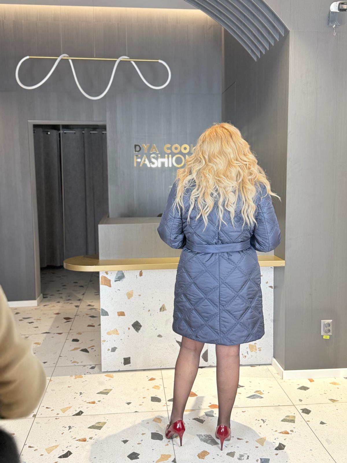 Geacă Lungă Bleumarin Cu Blană DYA1492 - imagine 5